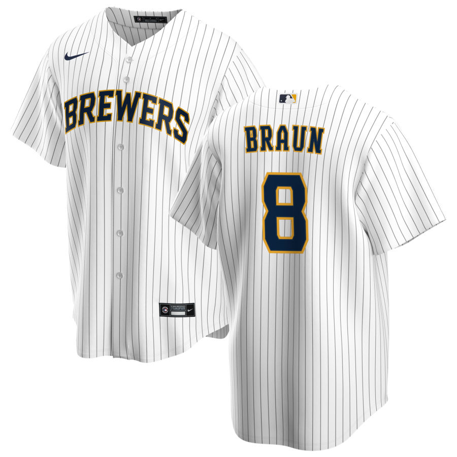 Nike Men #8 Ryan Braun Milwaukee Brewers Baseball Jerseys Sale-White